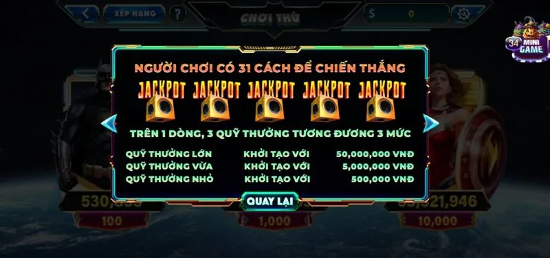 Cấu trúc và cách chơi của game Justice League nổ hũ