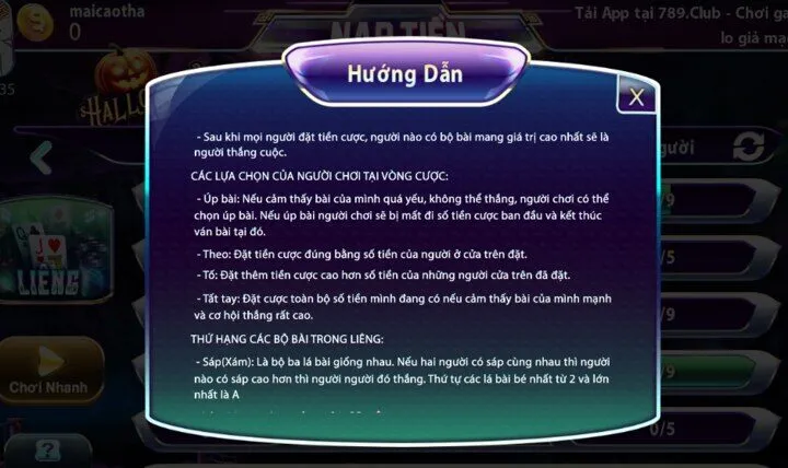 Hướng dẫn cách chơi game bài Liêng 789Club