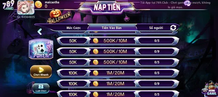 Quyền lợi khi chơi game đổi thưởng Poker 789Club